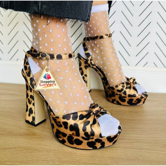 Rampage Leopard Print Peep Toe Heels - Picture 2 of 8